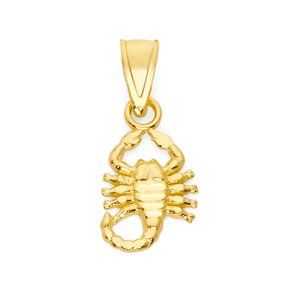 Solid 10k Gold Scorpion Pendant Necklace - Diamond Cut Animal Jewelry for Women